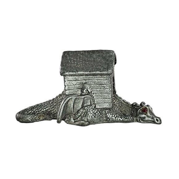 Gallo Pewter Dragon Figurine Fido Dog House Red Eyes Detailed Collectible - Picture 1 of 8